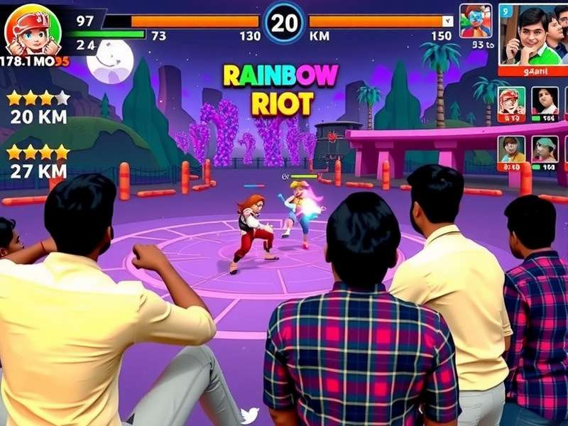 Rainbow Riot Star gameplay screenshot showing colorful characters and environments